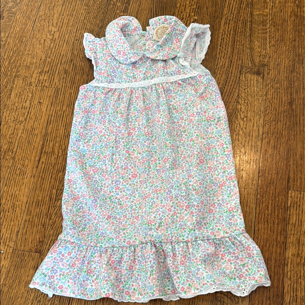 Floral Ruffled Collar Nightgown - Pastel Floral